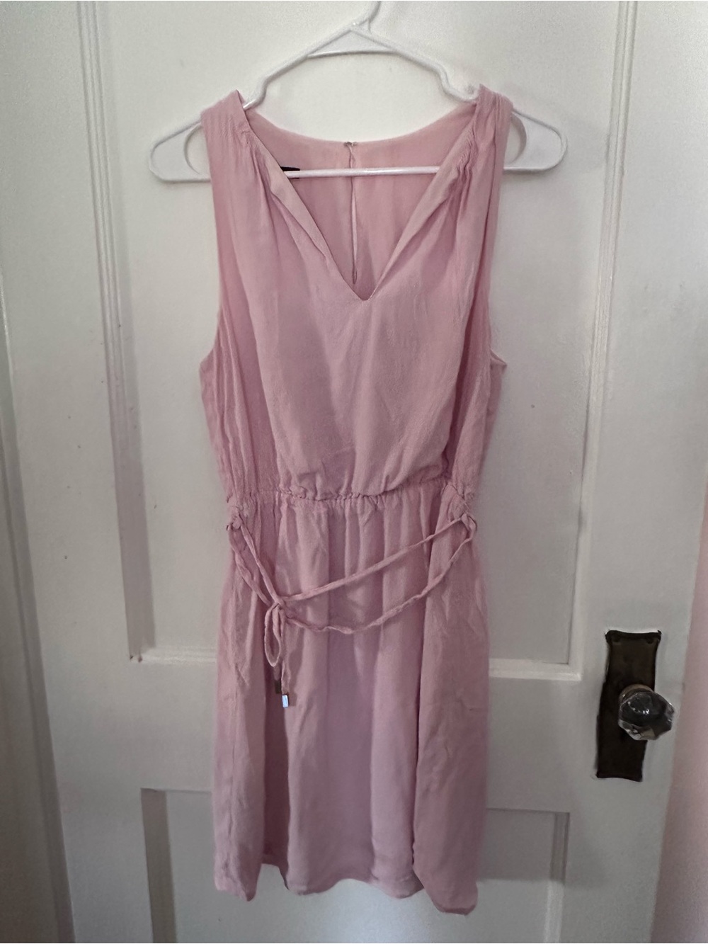 Mango Blush Pink Sleeveless V-Neck Midi Dress Size S